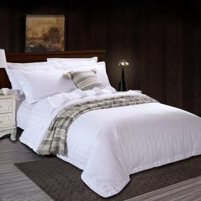 100% long staple cotton hotel high quality white jacquard stripe bedding set