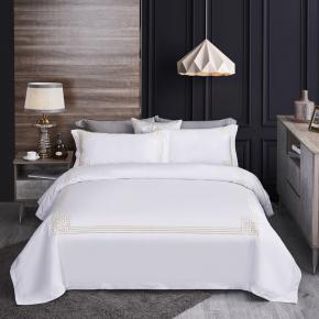100% cotton embroidery hotel linen duvet cover flat sheet set bedding Set