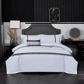 Set Hotel Comforter Sets Cotton Luxury Embroidered Duvet Cover Satin Linen White Bedding